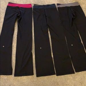3 pairs of Lululemon Yoga Pants. Size 6 Long